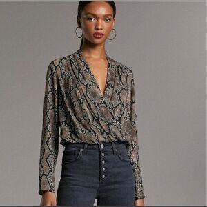 Aritzia Babaton Ambrose Snakeskin Wrap Bodysuit XS